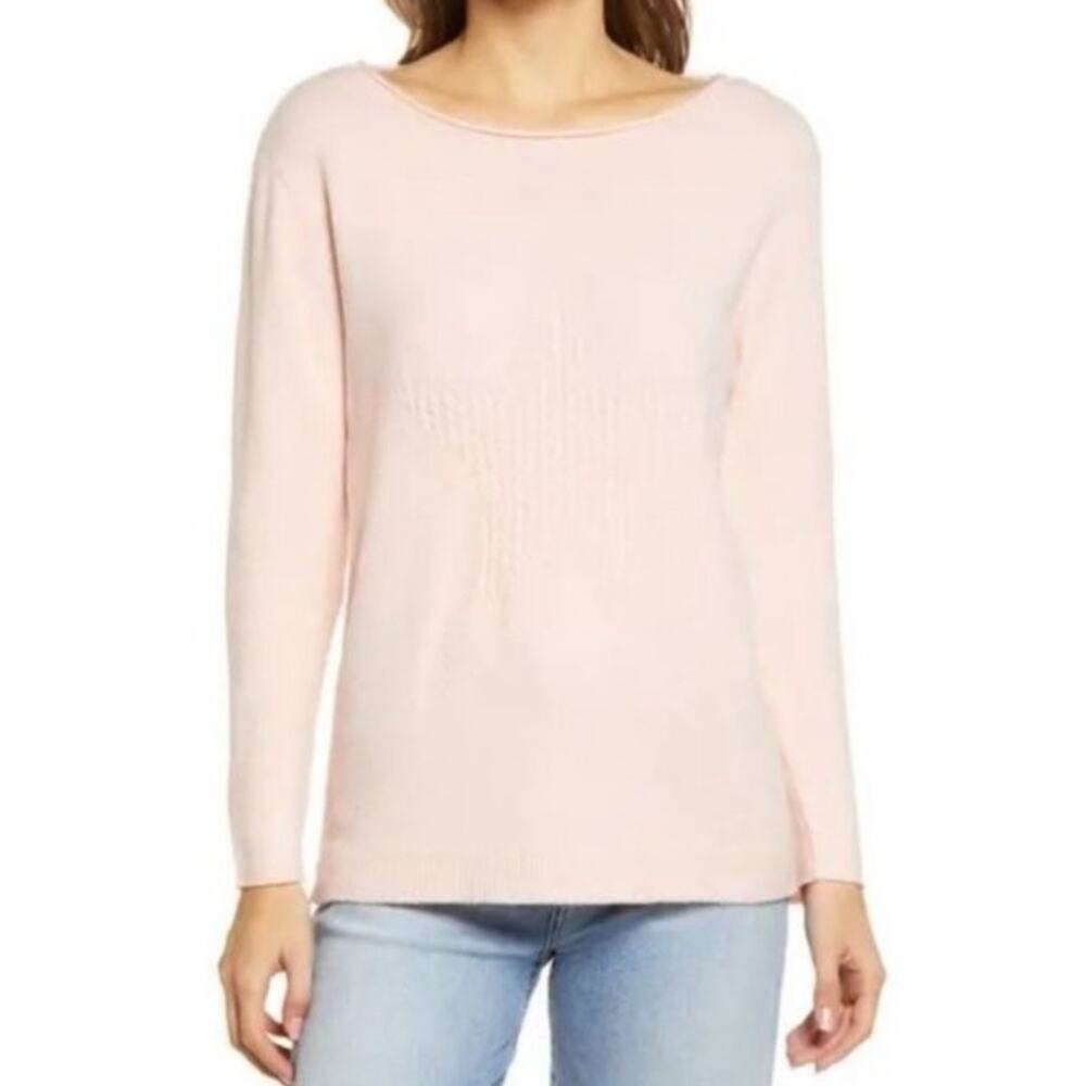 NWT WIT & WISDOM Cable Knit Star Sweater Pink Size Small Casual Soft Cozy